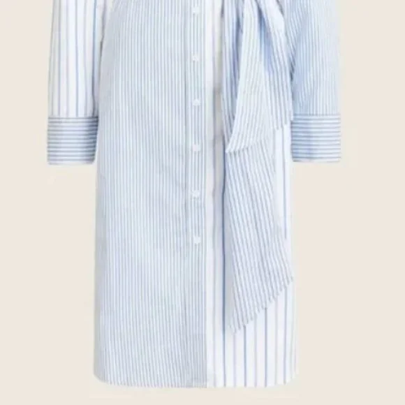 J. Crew Classic-fit cotton poplin shirtdress in mixed stripe Blue & White Size 2 - Picture 6 of 14